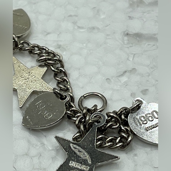 50's 60’s BETA SIGMA PHI Heart Star Charm Vintage Members Bracelet 925 Silver - Picture 4 of 15